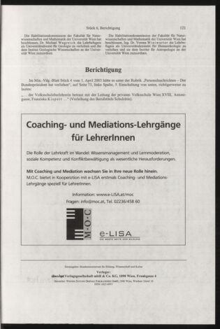 Verordnungsblatt für die Dienstbereiche der Bundesministerien für Unterricht und kulturelle Angelegenheiten bzw. Wissenschaft und Verkehr 20030601 Seite: 13