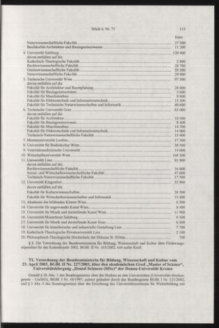 Verordnungsblatt für die Dienstbereiche der Bundesministerien für Unterricht und kulturelle Angelegenheiten bzw. Wissenschaft und Verkehr 20030601 Seite: 5