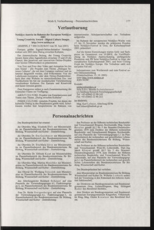 Verordnungsblatt für die Dienstbereiche der Bundesministerien für Unterricht und kulturelle Angelegenheiten bzw. Wissenschaft und Verkehr 20030801 Seite: 25