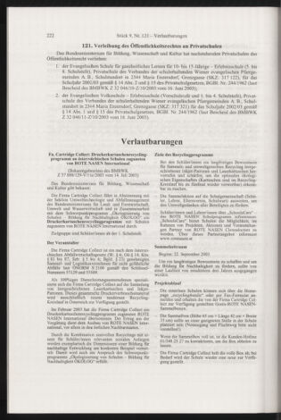 Verordnungsblatt für die Dienstbereiche der Bundesministerien für Unterricht und kulturelle Angelegenheiten bzw. Wissenschaft und Verkehr 20030901 Seite: 38