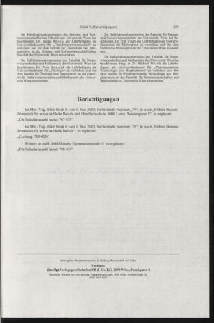 Verordnungsblatt für die Dienstbereiche der Bundesministerien für Unterricht und kulturelle Angelegenheiten bzw. Wissenschaft und Verkehr 20030901 Seite: 45