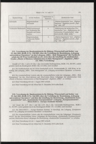 Verordnungsblatt für die Dienstbereiche der Bundesministerien für Unterricht und kulturelle Angelegenheiten bzw. Wissenschaft und Verkehr 20030901 Seite: 7