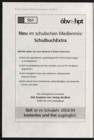 Verordnungsblatt für die Dienstbereiche der Bundesministerien für Unterricht und kulturelle Angelegenheiten bzw. Wissenschaft und Verkehr 20031101 Seite: 56