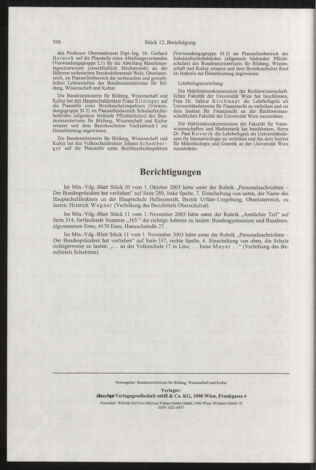 Verordnungsblatt für die Dienstbereiche der Bundesministerien für Unterricht und kulturelle Angelegenheiten bzw. Wissenschaft und Verkehr 20031201 Seite: 60