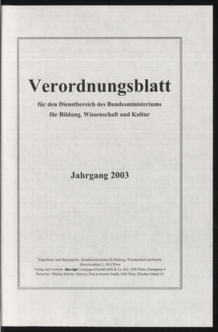 Verordnungsblatt für die Dienstbereiche der Bundesministerien für Unterricht und kulturelle Angelegenheiten bzw. Wissenschaft und Verkehr 20040101 Seite: 3