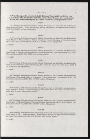 Verordnungsblatt für die Dienstbereiche der Bundesministerien für Unterricht und kulturelle Angelegenheiten bzw. Wissenschaft und Verkehr 20040101 Seite: 39