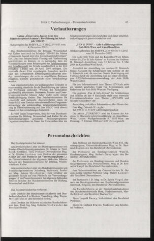 Verordnungsblatt für die Dienstbereiche der Bundesministerien für Unterricht und kulturelle Angelegenheiten bzw. Wissenschaft und Verkehr 20040201 Seite: 47