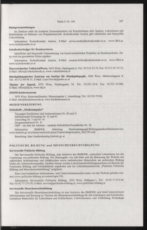 Verordnungsblatt für die Dienstbereiche der Bundesministerien für Unterricht und kulturelle Angelegenheiten bzw. Wissenschaft und Verkehr 20040901 Seite: 67