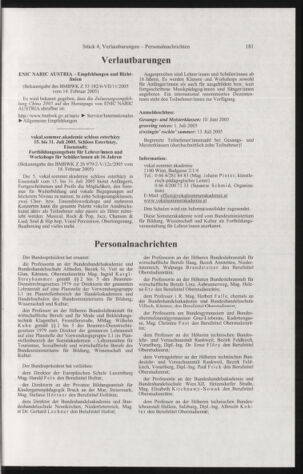 Verordnungsblatt für die Dienstbereiche der Bundesministerien für Unterricht und kulturelle Angelegenheiten bzw. Wissenschaft und Verkehr 20050401 Seite: 85