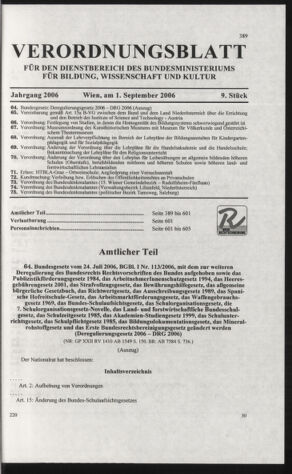 Verordnungsblatt für die Dienstbereiche der Bundesministerien für Unterricht und kulturelle Angelegenheiten bzw. Wissenschaft und Verkehr 20060901 Seite: 3