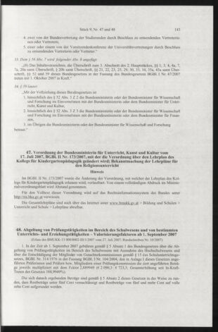 Verordnungsblatt für die Dienstbereiche der Bundesministerien für Unterricht und kulturelle Angelegenheiten bzw. Wissenschaft und Verkehr 20070901 Seite: 7