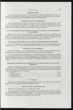 Verordnungsblatt für die Dienstbereiche der Bundesministerien für Unterricht und kulturelle Angelegenheiten bzw. Wissenschaft und Verkehr 20071101 Seite: 15