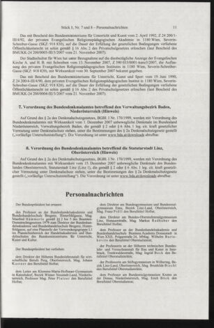 Verordnungsblatt für die Dienstbereiche der Bundesministerien für Unterricht und kulturelle Angelegenheiten bzw. Wissenschaft und Verkehr 20080101 Seite: 11