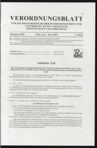 Verordnungsblatt für die Dienstbereiche der Bundesministerien für Unterricht und kulturelle Angelegenheiten bzw. Wissenschaft und Verkehr 20090601 Seite: 1