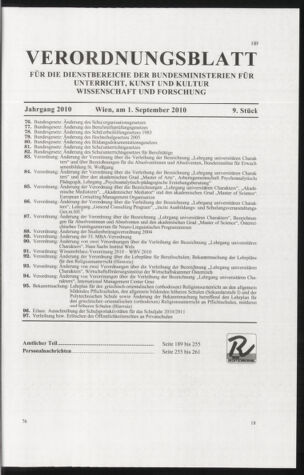 Verordnungsblatt für die Dienstbereiche der Bundesministerien für Unterricht und kulturelle Angelegenheiten bzw. Wissenschaft und Verkehr 20100901 Seite: 3