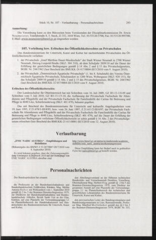 Verordnungsblatt für die Dienstbereiche der Bundesministerien für Unterricht und kulturelle Angelegenheiten bzw. Wissenschaft und Verkehr 20101001 Seite: 29