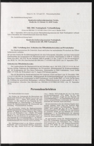 Verordnungsblatt für die Dienstbereiche der Bundesministerien für Unterricht und kulturelle Angelegenheiten bzw. Wissenschaft und Verkehr 20101101 Seite: 7