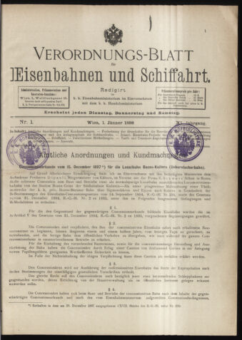 Verordnungs-Blatt für Eisenbahnen und Schiffahrt: Veröffentlichungen in Tarif- und Transport-Angelegenheiten 18980101 Seite: 1