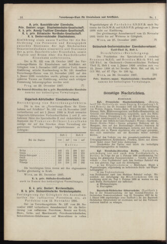 Verordnungs-Blatt für Eisenbahnen und Schiffahrt: Veröffentlichungen in Tarif- und Transport-Angelegenheiten 18980101 Seite: 16