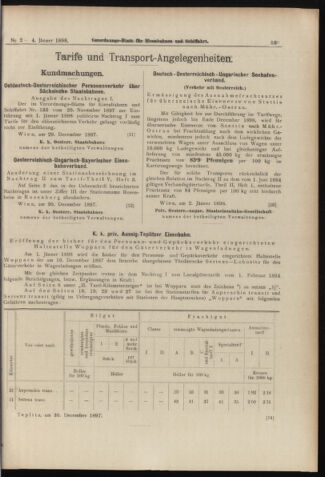 Verordnungs-Blatt für Eisenbahnen und Schiffahrt: Veröffentlichungen in Tarif- und Transport-Angelegenheiten 18980104 Seite: 7