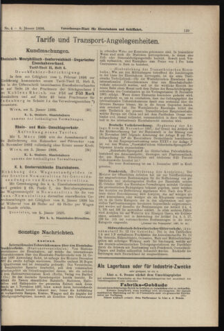 Verordnungs-Blatt für Eisenbahnen und Schiffahrt: Veröffentlichungen in Tarif- und Transport-Angelegenheiten 18980108 Seite: 5