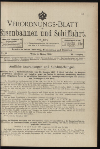 Verordnungs-Blatt für Eisenbahnen und Schiffahrt: Veröffentlichungen in Tarif- und Transport-Angelegenheiten 18980111 Seite: 1