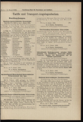 Verordnungs-Blatt für Eisenbahnen und Schiffahrt: Veröffentlichungen in Tarif- und Transport-Angelegenheiten 18980111 Seite: 11