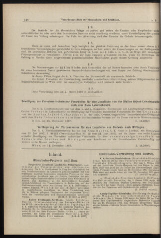 Verordnungs-Blatt für Eisenbahnen und Schiffahrt: Veröffentlichungen in Tarif- und Transport-Angelegenheiten 18980111 Seite: 8