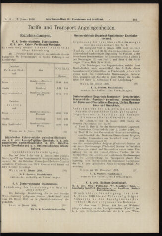 Verordnungs-Blatt für Eisenbahnen und Schiffahrt: Veröffentlichungen in Tarif- und Transport-Angelegenheiten 18980113 Seite: 9