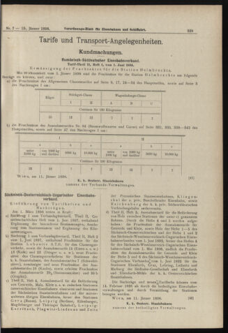 Verordnungs-Blatt für Eisenbahnen und Schiffahrt: Veröffentlichungen in Tarif- und Transport-Angelegenheiten 18980115 Seite: 5