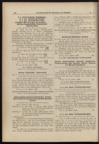 Verordnungs-Blatt für Eisenbahnen und Schiffahrt: Veröffentlichungen in Tarif- und Transport-Angelegenheiten 18980115 Seite: 6