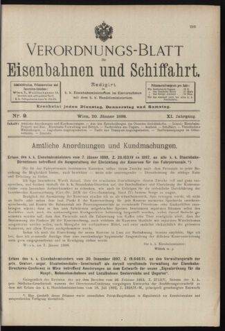 Verordnungs-Blatt für Eisenbahnen und Schiffahrt: Veröffentlichungen in Tarif- und Transport-Angelegenheiten 18980120 Seite: 1