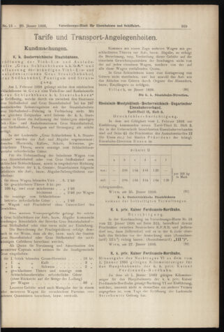 Verordnungs-Blatt für Eisenbahnen und Schiffahrt: Veröffentlichungen in Tarif- und Transport-Angelegenheiten 18980129 Seite: 9