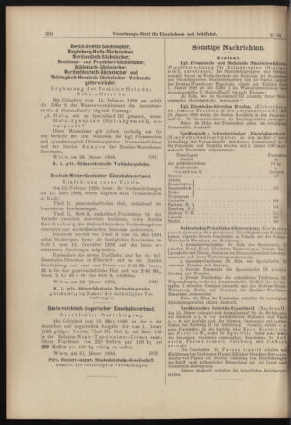 Verordnungs-Blatt für Eisenbahnen und Schiffahrt: Veröffentlichungen in Tarif- und Transport-Angelegenheiten 18980201 Seite: 16