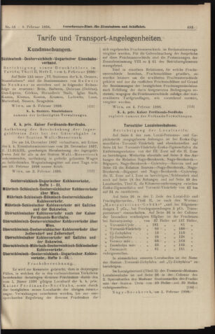 Verordnungs-Blatt für Eisenbahnen und Schiffahrt: Veröffentlichungen in Tarif- und Transport-Angelegenheiten 18980208 Seite: 9