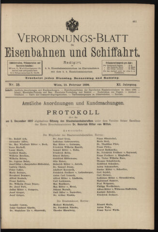 Verordnungs-Blatt für Eisenbahnen und Schiffahrt: Veröffentlichungen in Tarif- und Transport-Angelegenheiten 18980212 Seite: 1