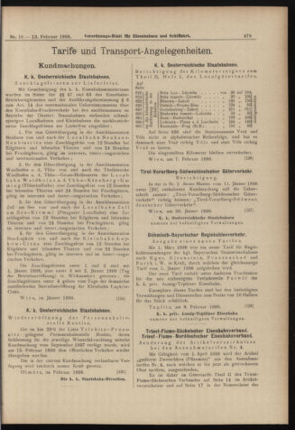 Verordnungs-Blatt für Eisenbahnen und Schiffahrt: Veröffentlichungen in Tarif- und Transport-Angelegenheiten 18980212 Seite: 19