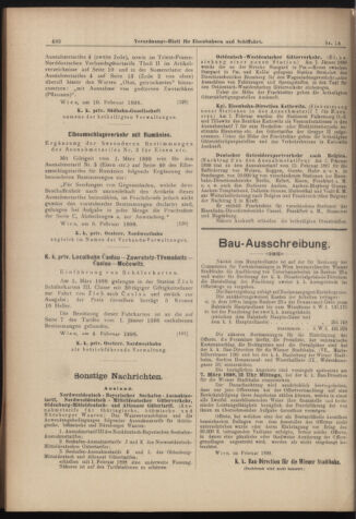 Verordnungs-Blatt für Eisenbahnen und Schiffahrt: Veröffentlichungen in Tarif- und Transport-Angelegenheiten 18980212 Seite: 20