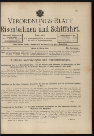 Verordnungs-Blatt für Eisenbahnen und Schiffahrt: Veröffentlichungen in Tarif- und Transport-Angelegenheiten 18980308 Seite: 1