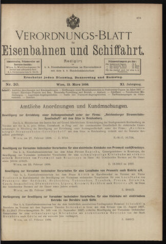 Verordnungs-Blatt für Eisenbahnen und Schiffahrt: Veröffentlichungen in Tarif- und Transport-Angelegenheiten 18980312 Seite: 1