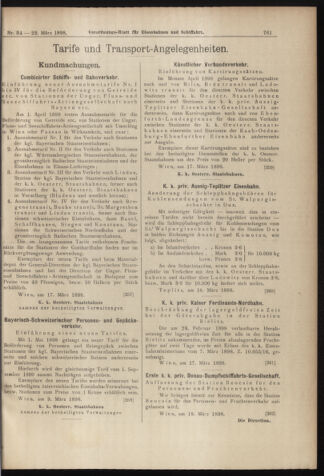 Verordnungs-Blatt für Eisenbahnen und Schiffahrt: Veröffentlichungen in Tarif- und Transport-Angelegenheiten 18980322 Seite: 9