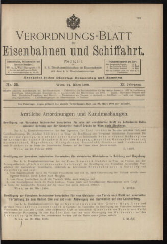 Verordnungs-Blatt für Eisenbahnen und Schiffahrt: Veröffentlichungen in Tarif- und Transport-Angelegenheiten 18980324 Seite: 1