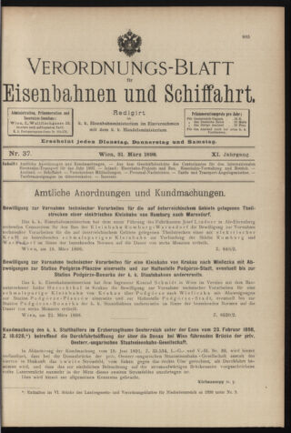 Verordnungs-Blatt für Eisenbahnen und Schiffahrt: Veröffentlichungen in Tarif- und Transport-Angelegenheiten 18980331 Seite: 1