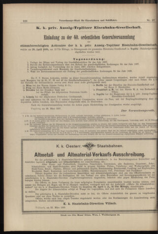 Verordnungs-Blatt für Eisenbahnen und Schiffahrt: Veröffentlichungen in Tarif- und Transport-Angelegenheiten 18980331 Seite: 16