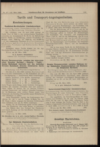 Verordnungs-Blatt für Eisenbahnen und Schiffahrt: Veröffentlichungen in Tarif- und Transport-Angelegenheiten 18980331 Seite: 9