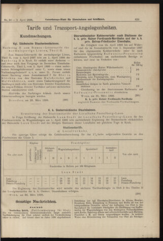 Verordnungs-Blatt für Eisenbahnen und Schiffahrt: Veröffentlichungen in Tarif- und Transport-Angelegenheiten 18980402 Seite: 9