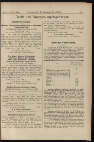 Verordnungs-Blatt für Eisenbahnen und Schiffahrt: Veröffentlichungen in Tarif- und Transport-Angelegenheiten 18980407 Seite: 9