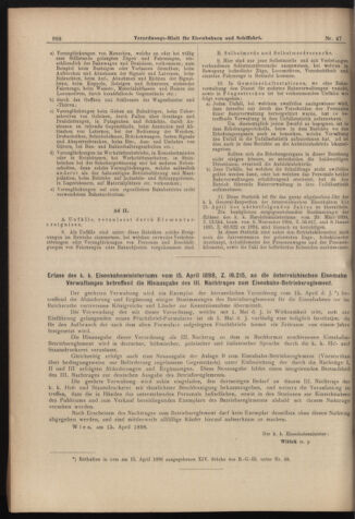 Verordnungs-Blatt für Eisenbahnen und Schiffahrt: Veröffentlichungen in Tarif- und Transport-Angelegenheiten 18980426 Seite: 4