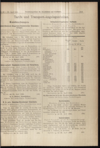 Verordnungs-Blatt für Eisenbahnen und Schiffahrt: Veröffentlichungen in Tarif- und Transport-Angelegenheiten 18980428 Seite: 9