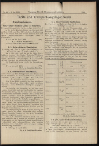 Verordnungs-Blatt für Eisenbahnen und Schiffahrt: Veröffentlichungen in Tarif- und Transport-Angelegenheiten 18980503 Seite: 7